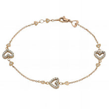  Bracciale con Cuori Traforati in Oro Rosa