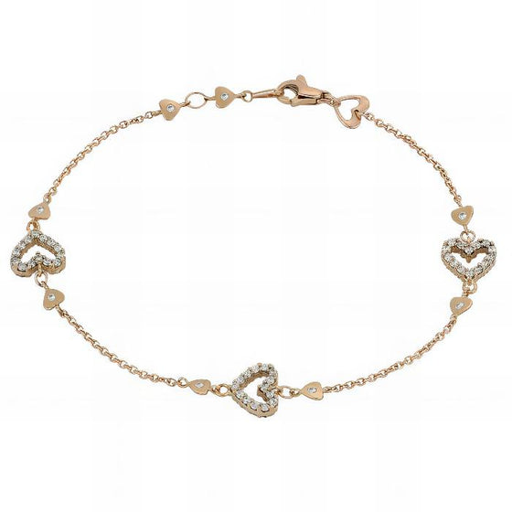 Bracciale con Cuori Traforati in Oro Rosa