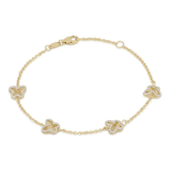 bracciale con farfalle in oro bianco e giallo da 2,10 gr