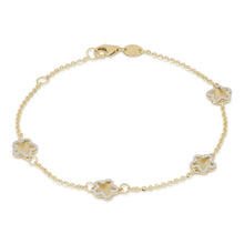  bracciale con fiori in oro giallo e bianco da 2,00 gr