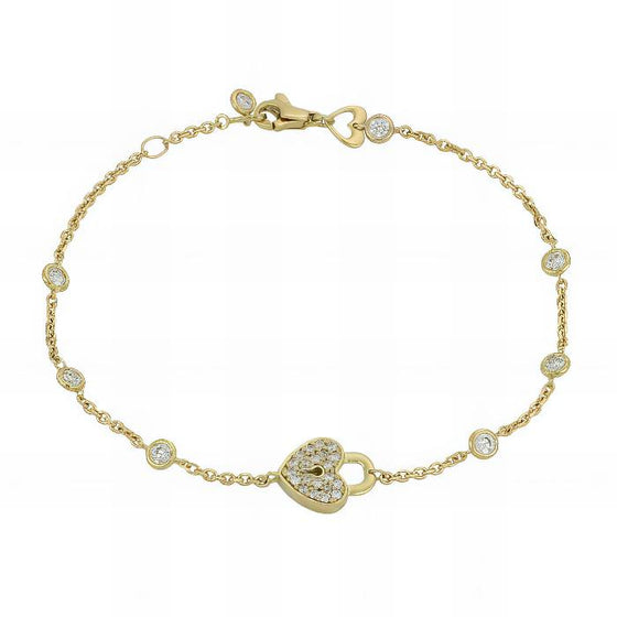 Bracciale con Lucchetto a Cuore in Oro Giallo