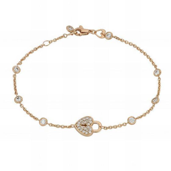 Bracciale con Lucchetto a Cuore in Oro Rosa