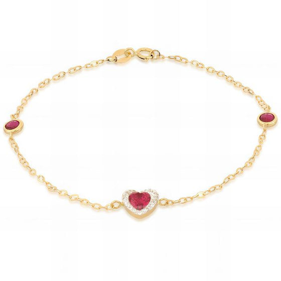 Bracciale con Pietre Rosse in Oro Giallo