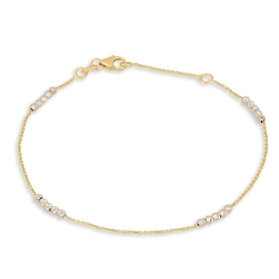 bracciale con sfere diamantate in oro bianco e giallo da 1,40 gr.