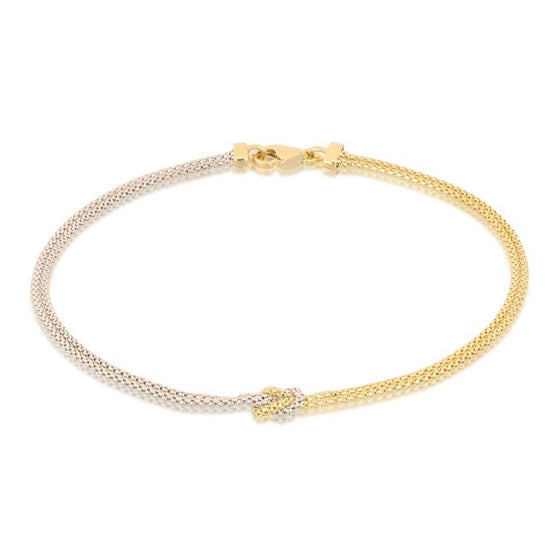 Bracciale nodo in oro giallo e bianco