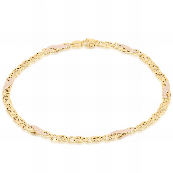 Bracciale Maglia Pernice In Oro Giallo e Bianco