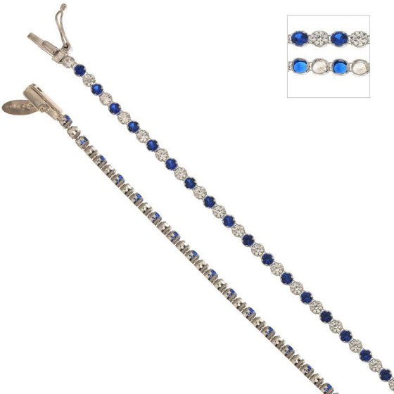 bracciale tennis con pietre blue e  bianche da 4,20 gr