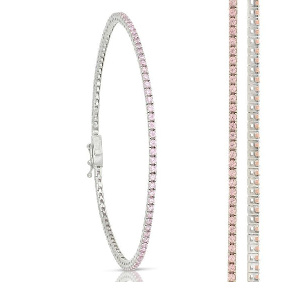 bracciale tennis in oro bianco con pietre rosa da 5,60 gr