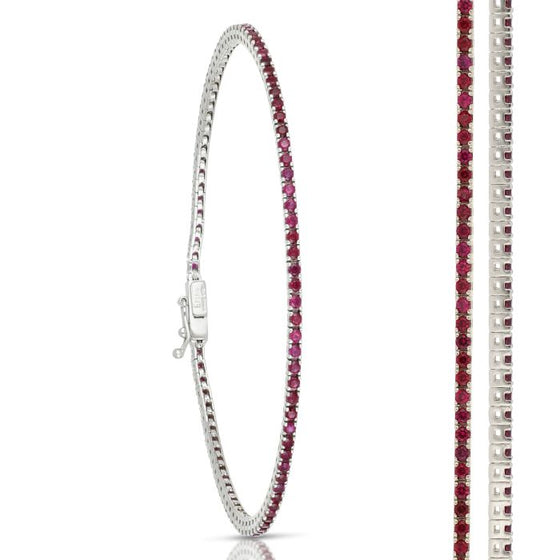 bracciale tennis in oro bianco con pietre rosse da 5,60 gr.