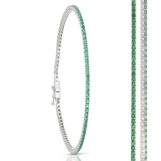 bracciale tennis in oro bianco con pietre verdi da 5,60 gr