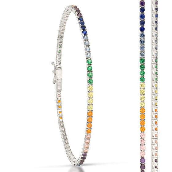 bracciale tennis in oro bianco con pietre multicolore da 7,50 gr