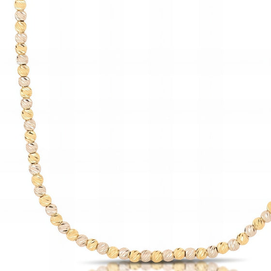 Collana con Palline in Oro Giallo e Bianco