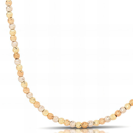 Collana con Palline in Oro Giallo, Bianco e Rosa