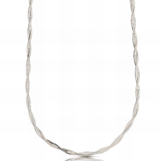 Collana Treccia in Oro Bianco da 2,90gr.