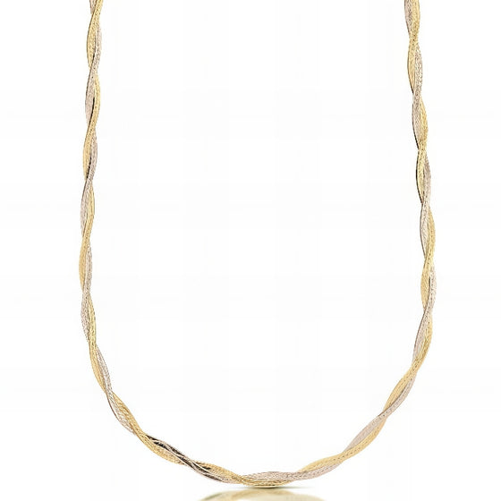 Collana Treccia in Oro Giallo e Bianco da 2,90gr.