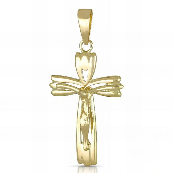 Croce Piena con Cristo in Oro Giallo