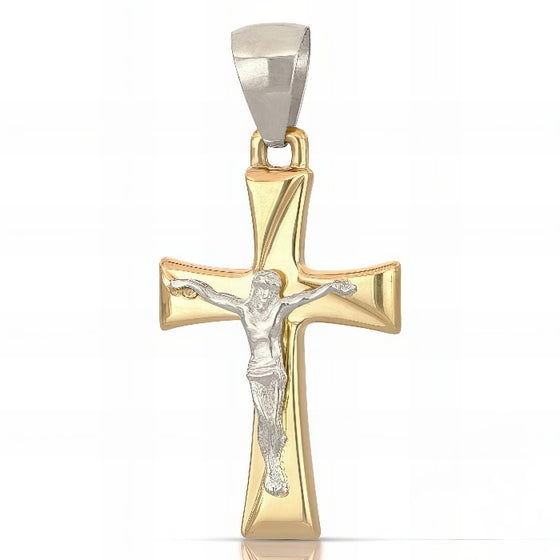 Croce con Cristo in Oro Giallo e Bianco