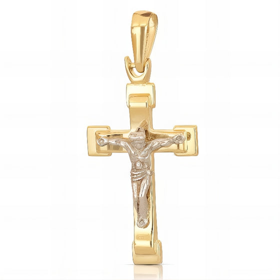 Croce con Cristo in Oro Giallo e Bianco da 2,80 gr.