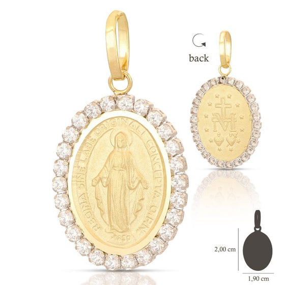 Medaglia Miracolosa In Oro Giallo e Bianco 18kt