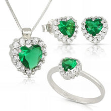  Parure Cuore Verde In Oro Bianco