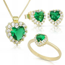  Parure Cuore Verde In Oro Giallo