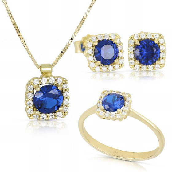 Parure Quadrato Blue In Oro Giallo