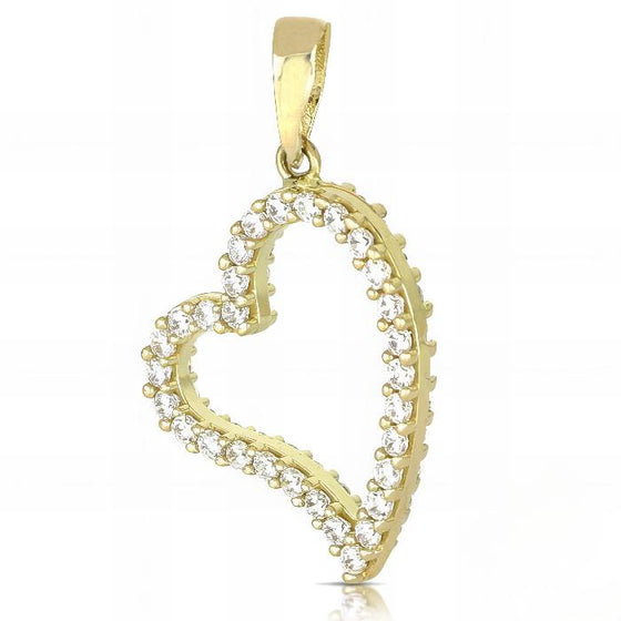 Pendente Cuore in Oro Giallo con Zirconi da 1,40gr