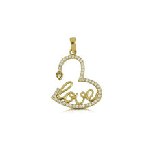  pendente love in oro giallo con zirconi