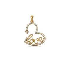  pendente love in oro rosa con zirconi