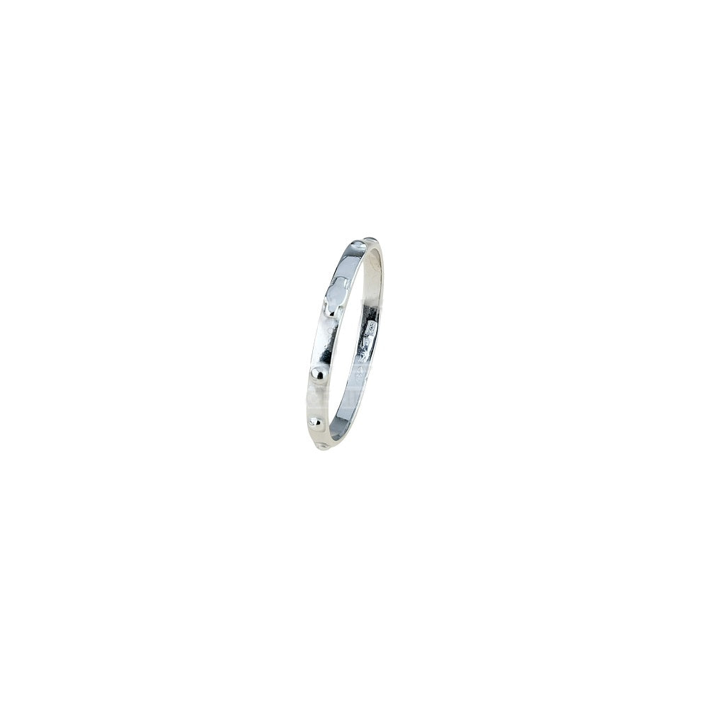 Anello rosario classico in oro bianco 18 kt