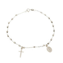  Bracciale Rosario in oro bianco con Madonna Miracolosa Pendente