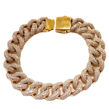  Bracciale groumette in oro giallo con brillantini 18kt