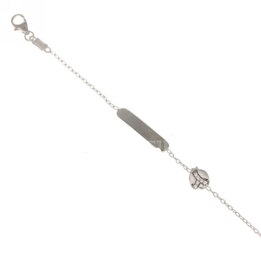 bracciale bambina oro bianco con coccinella, targa 12/14 cm 1.20 gr