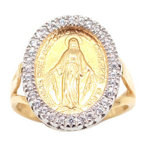  Anello con Madonna Miracolosa in oro giallo con brillantini