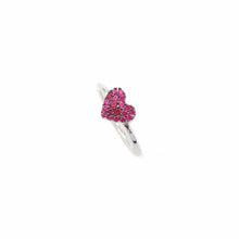  Anello stella con pietre fucsia colorate in Oro bianco 18 KT