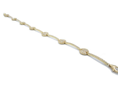 Bracciale donna in oro giallo 18 kt semirigido con pavè di zirconi