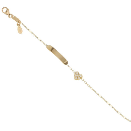 bracciale da bambini con targhetta e cuoricino in oro giallo gr 1.30