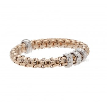 Anello donna elastico stella milano con anelli sfaccetetati in oro bianco e rosa gr 2.00