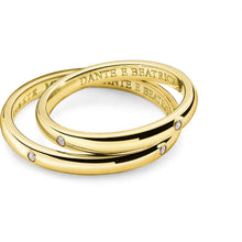  Fede Nuziale Comete Dante e Beatrice in oro Giallo con 4 diamanti