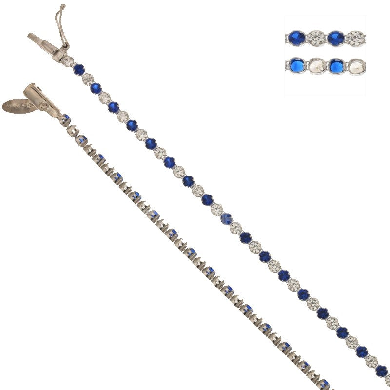 Bracciale Tennis in oro bianco e zirconi blu  da gr 4.20