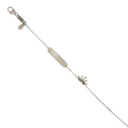 bracciale bambina oro bianco con corona, targa 12/14 cm 1.30 gr