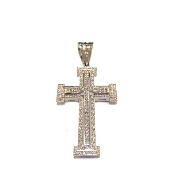 Croce con pietre in oro bianco